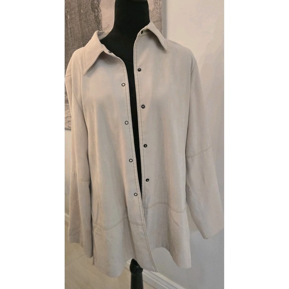 Zara Basics Women's Beige Shacket Shirt Jacket Oversized  SZ XL Minimalist - Picture 5 of 11